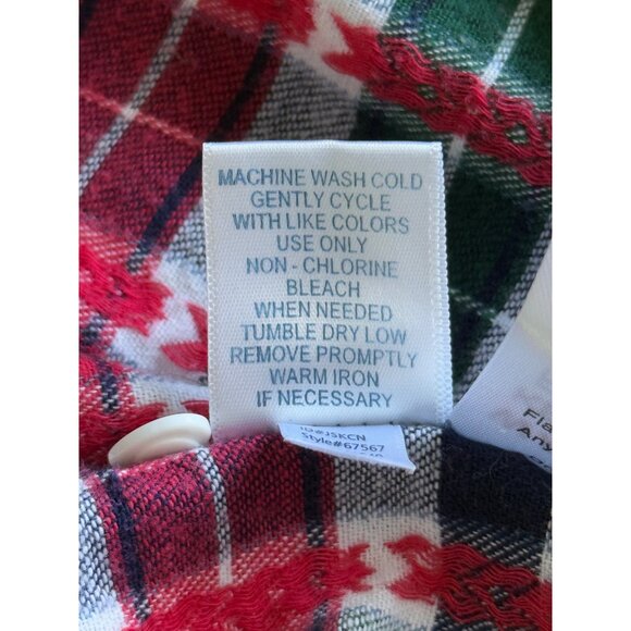 Lanz Of Salzburg Women's Plaid Flannel Pajama Top Button-Up Red Green Size S - Picture 9 of 9